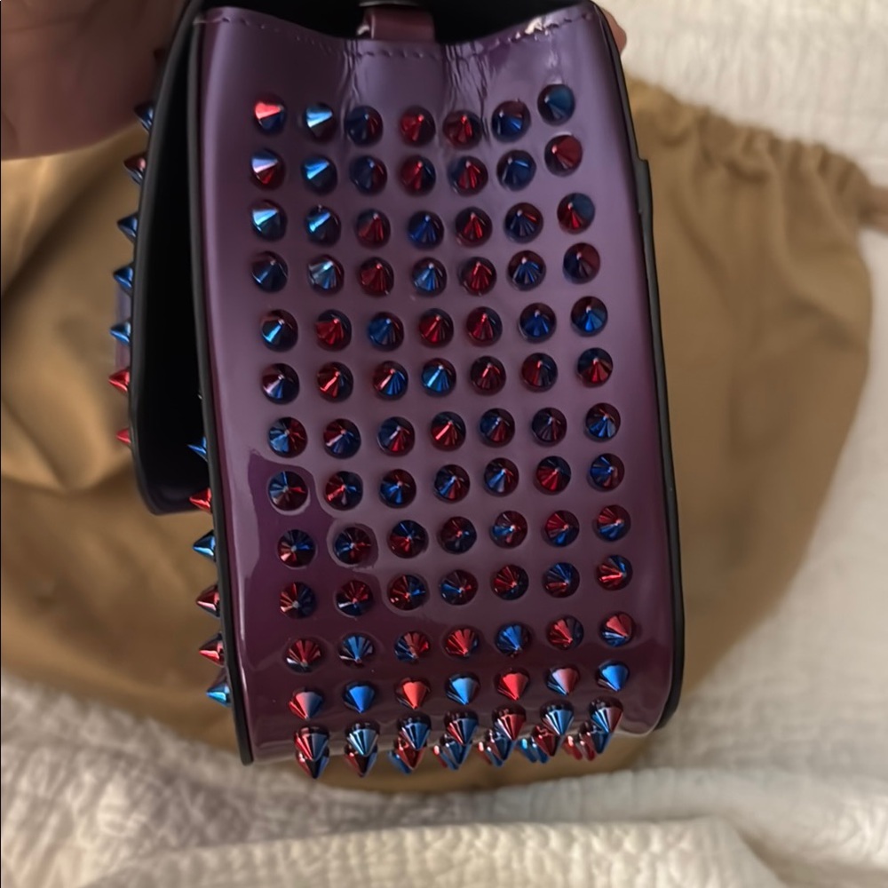 Louboutin Studded Blue and Red Women's Bag - Picture 5 of 17